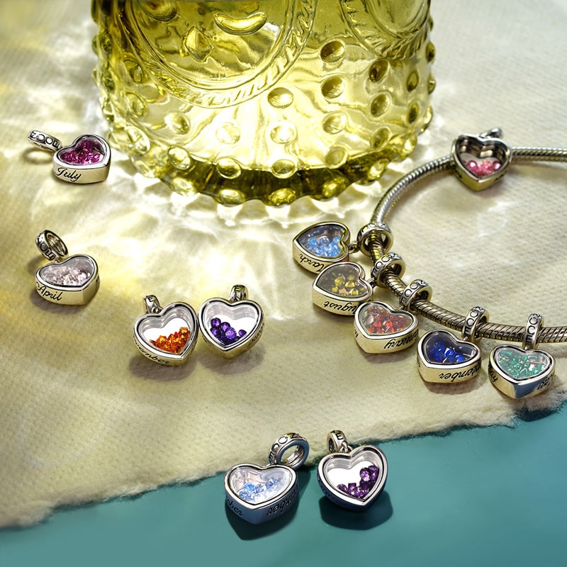 Gnoce Dec.Birthstone Heart Personalized Photo Pendant Dangle Charm_2