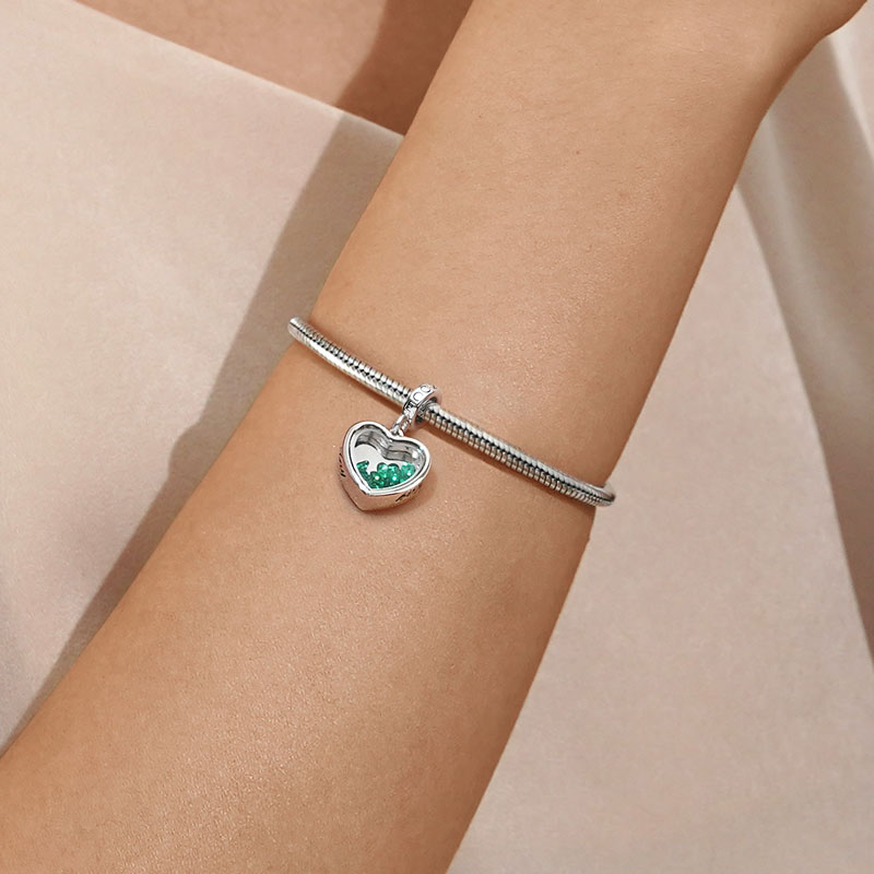 Gnoce May.Birthstone Heart Personalized Photo Pendant Dangle Charm_4