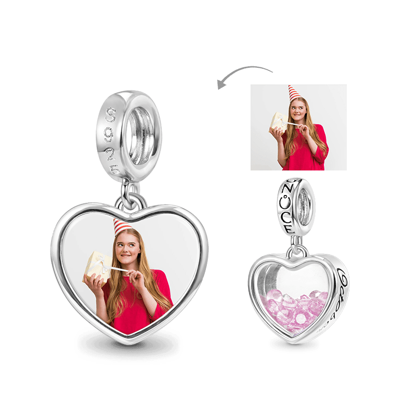 Gnoce Oct.Birthstone Heart Personalized Photo Pendant Dangle Charm_1