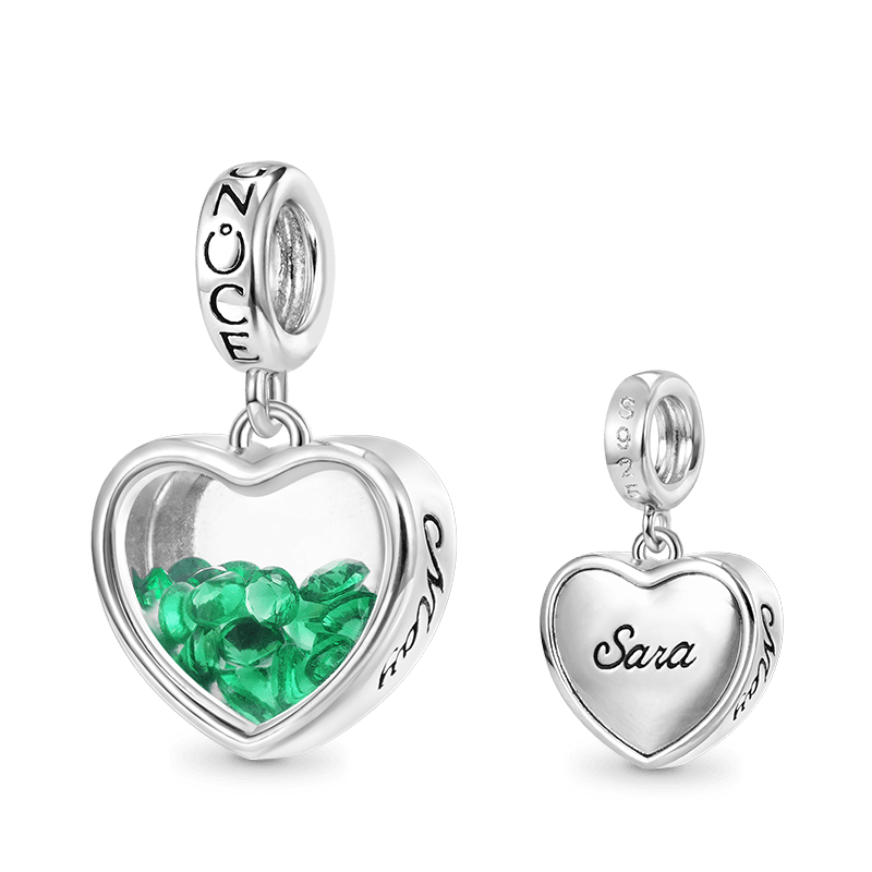 Gnoce May.Birthstone Heart Engravable Pendant Dangle Charm_1