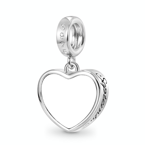Gnoce Sep.Birthstone Heart Engravable Pendant Dangle Charm