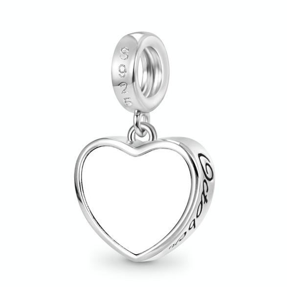 Gnoce Oct.Birthstone Heart Engravable Pendant Dangle Charm