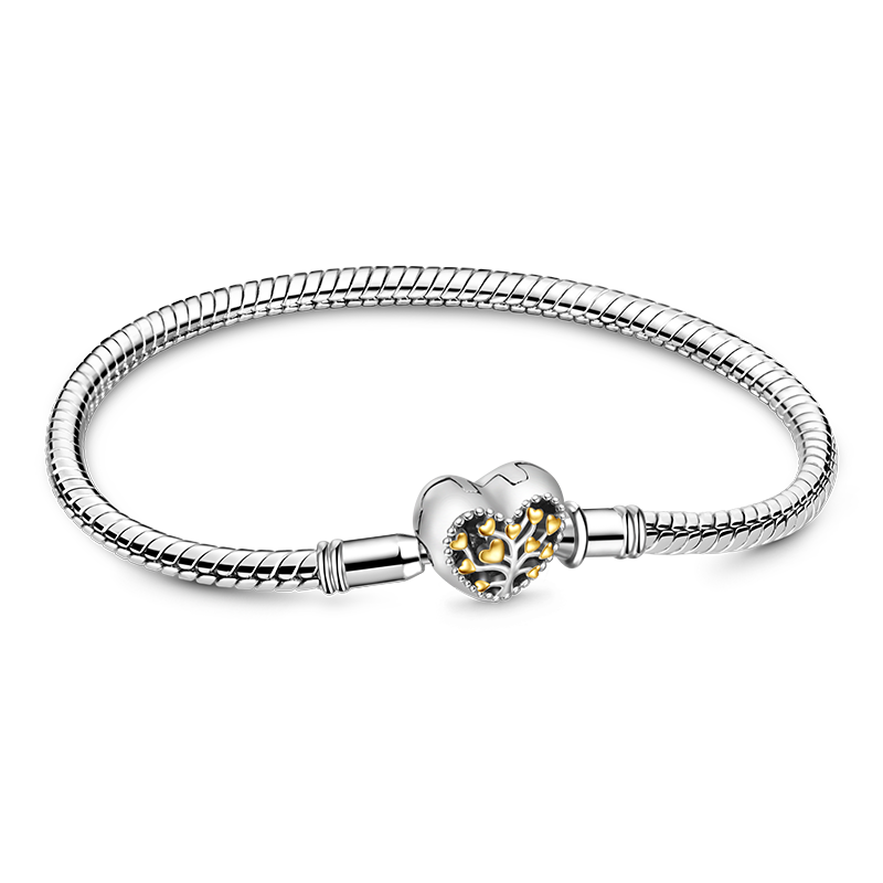 Gnoce Tree of Life Heart Basic Snake Chain Bracelet_2