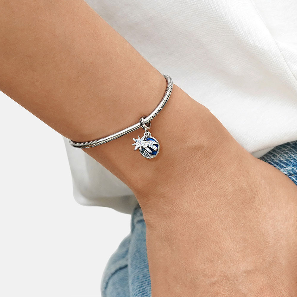 Gnoce Galaxy Moon & Star Double Pendant Dangle Charm_5