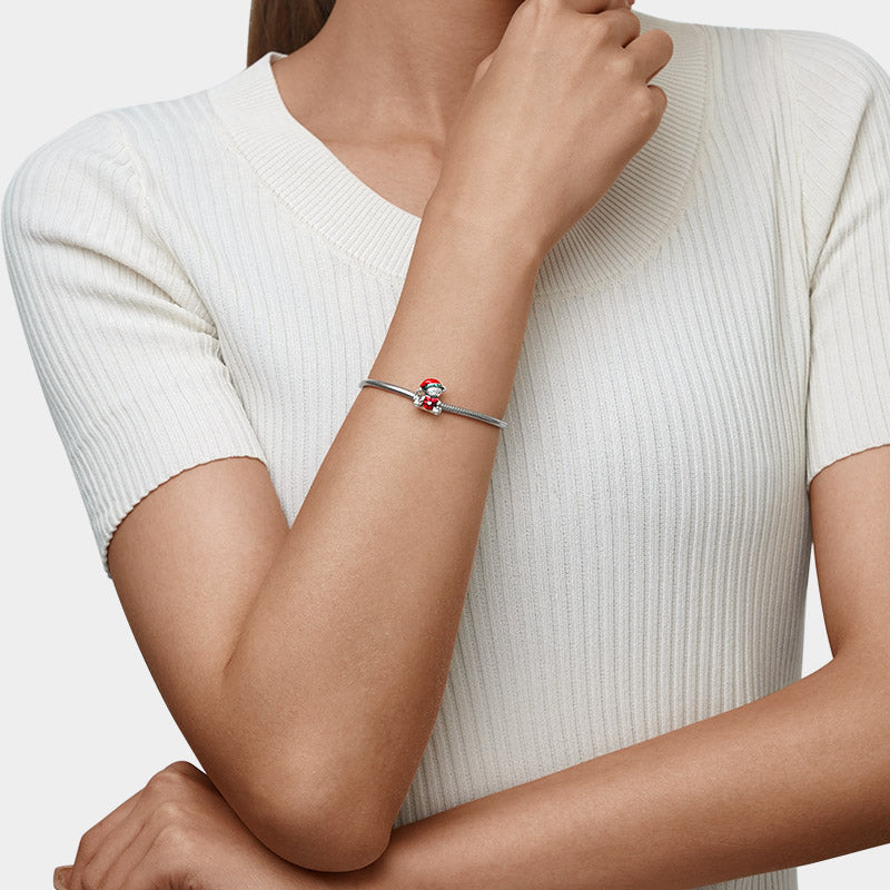 Christmas Bear Embrace Red Heart Charm Bead 925 Sterling Silver_4