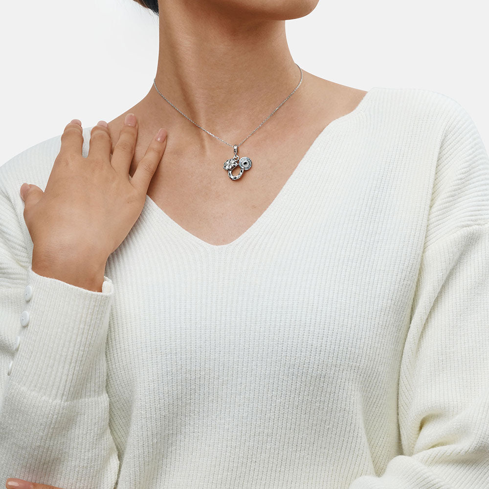 Gnoce Horseshoe, Clover & Devil's Eye Triple Pendant Dangle Charm_6