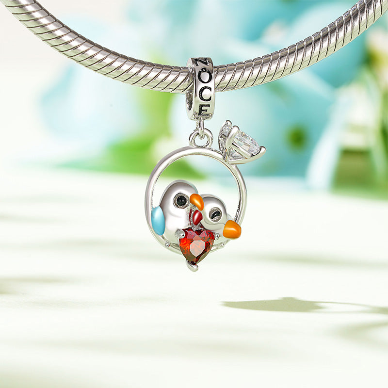Gnoce Lovebirds Embrace Heart Gem Pendant Dangle Charm_3