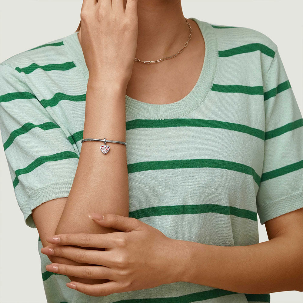 Gnoce "Big Sister" Heart Double Pendant Dangle Charm_4