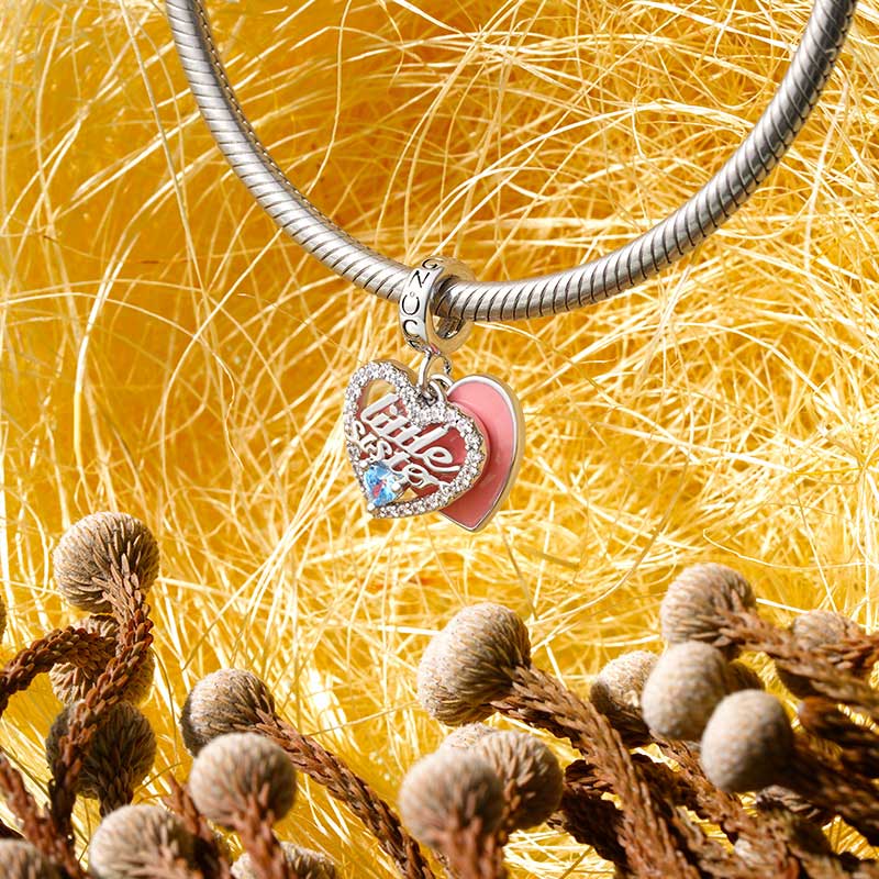 Gnoce "Little Sister" Heart Double Pendant Dangle Charm_3