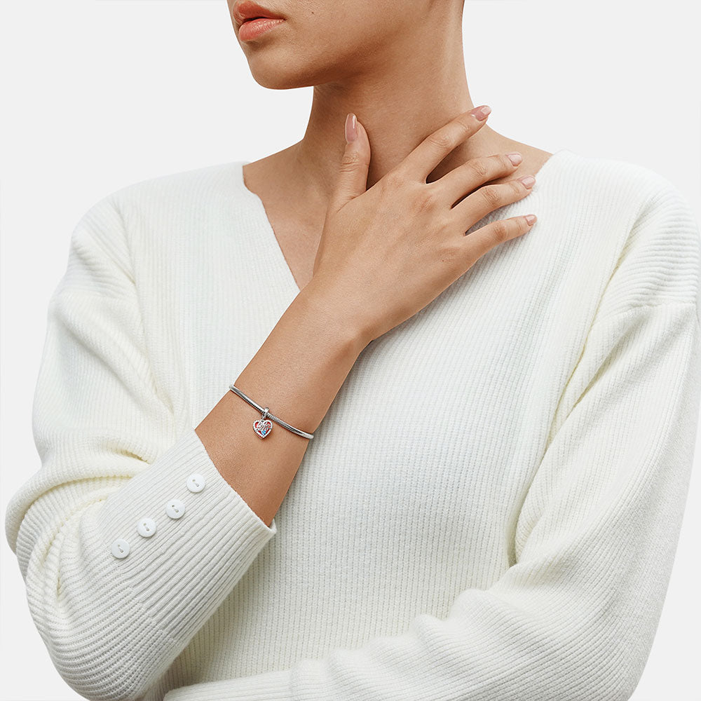 Gnoce "Little Sister" Heart Double Pendant Dangle Charm_4