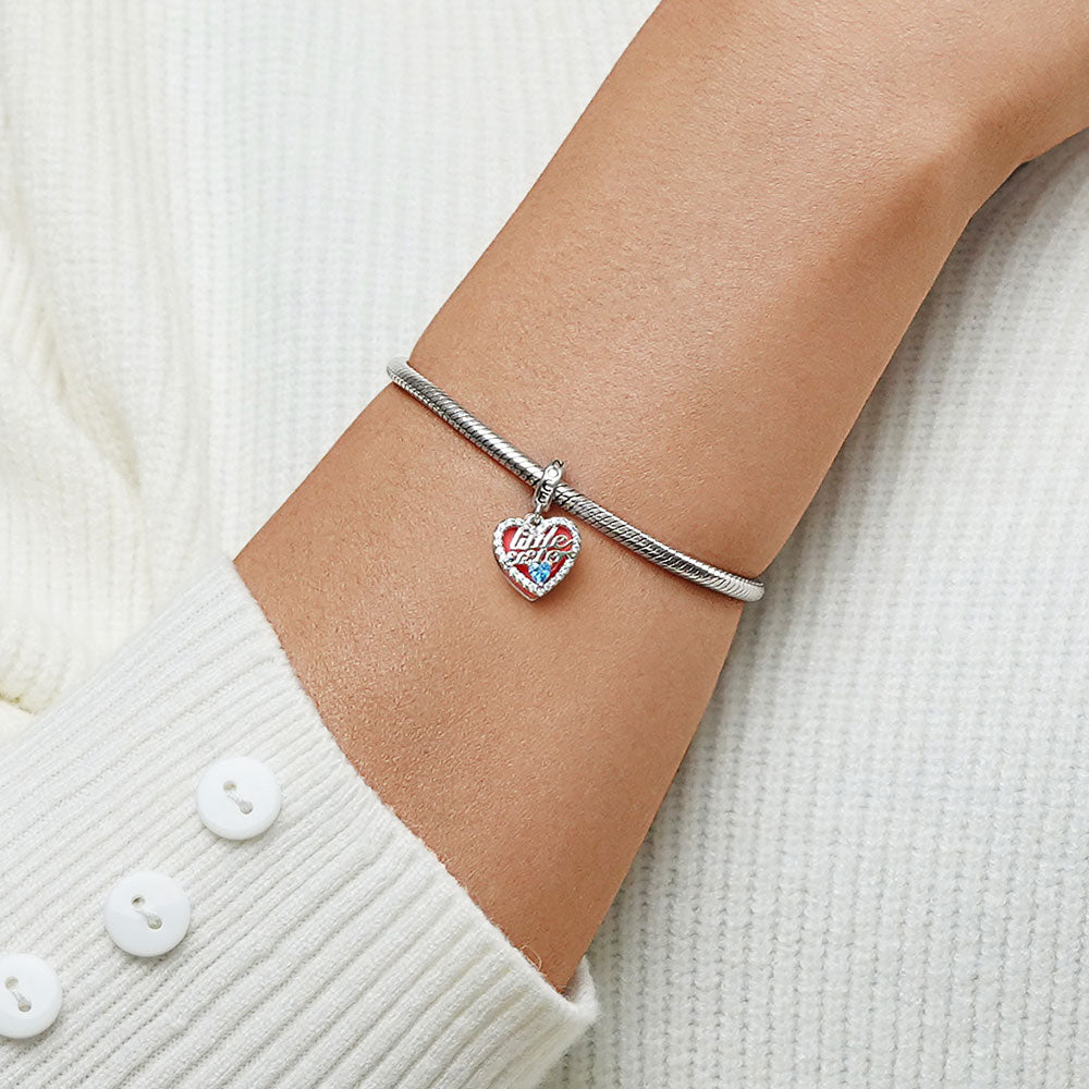 Gnoce "Little Sister" Heart Double Pendant Dangle Charm_5