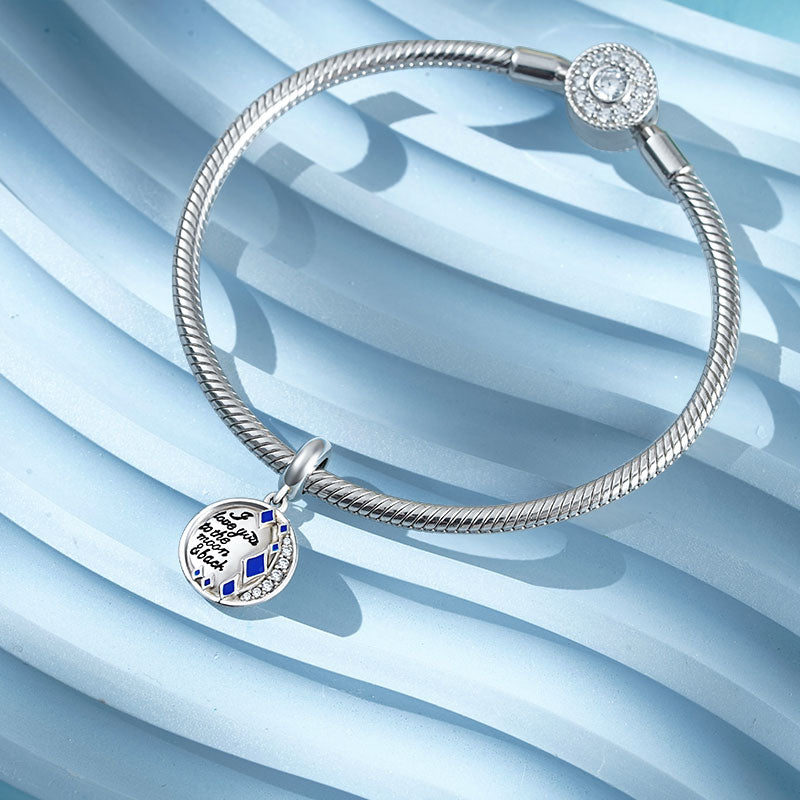 Gnoce "I Love You to the Moon and Back" Inlaid With Clear Stones and Blue Stars 925 Sterling Silver Dangle Pendant Charm Fit For Bracelet Necklace and Choker Gift for her_3