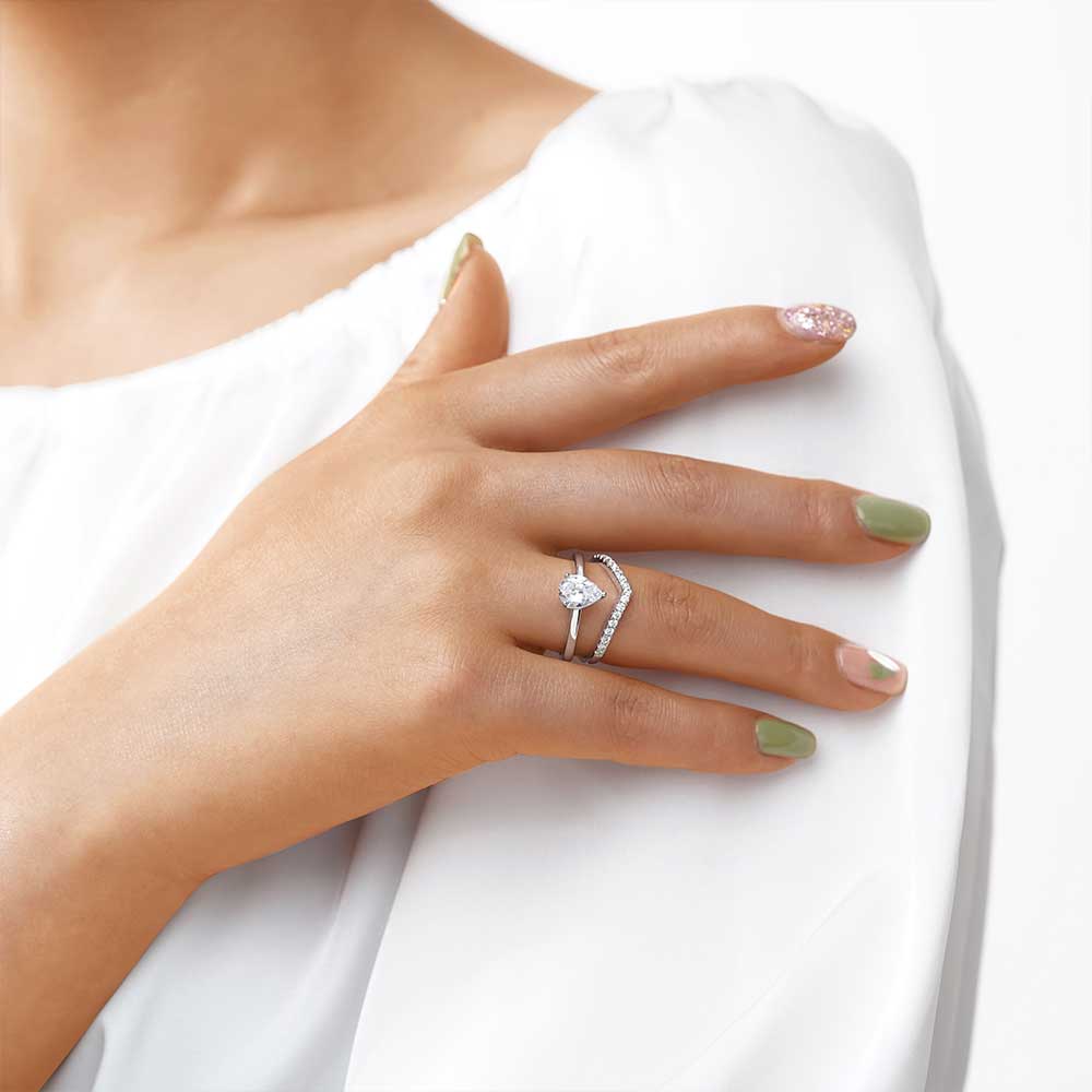 Gnoce Classic Pear Cut Wishbone Stackable Ring Set_4