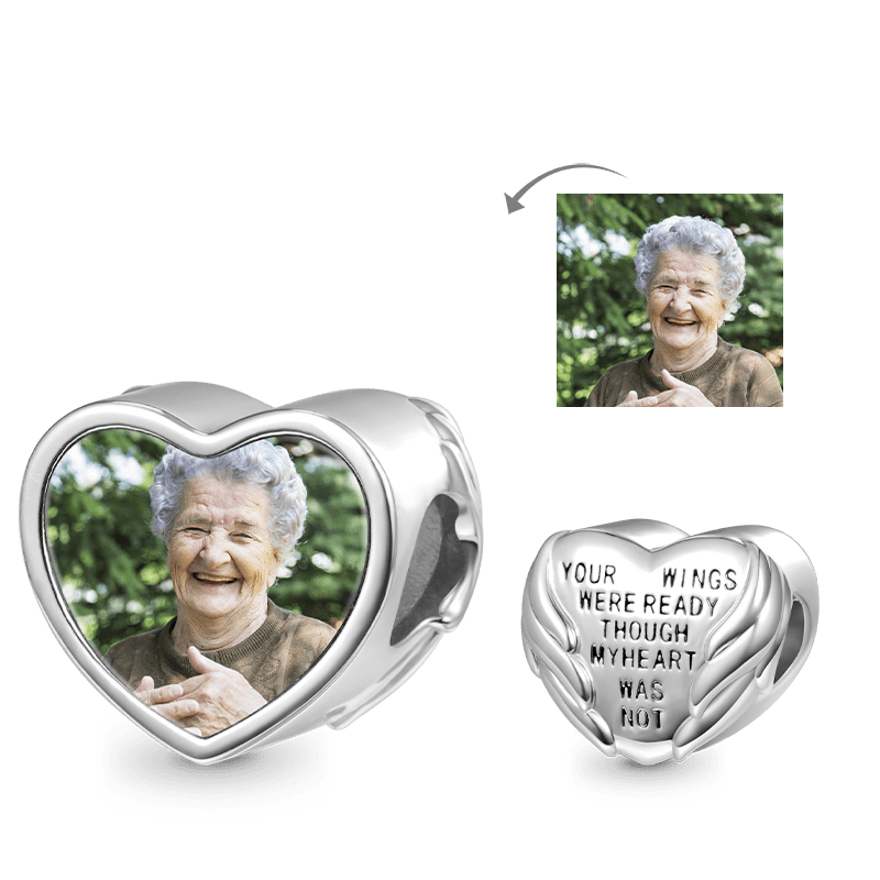 Gnoce Angel Wings Love Heart Personalized Photo Charm_1