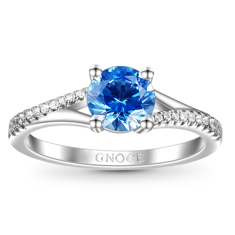 Gnoce Classic Blue Round Cut Promise Ring_1