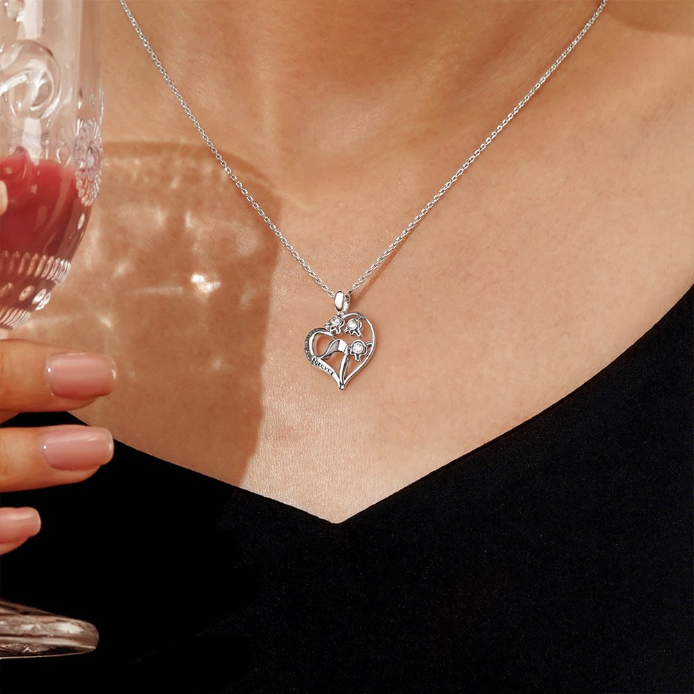 Gnoce "Love You Forever" Lily of the Valley Flower Heart Necklace_5