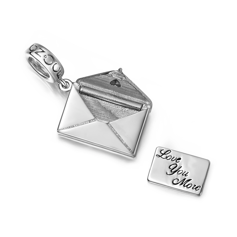 Gnoce Openable Envelope Love Letter Engravable Pendant Dangle Charm_3