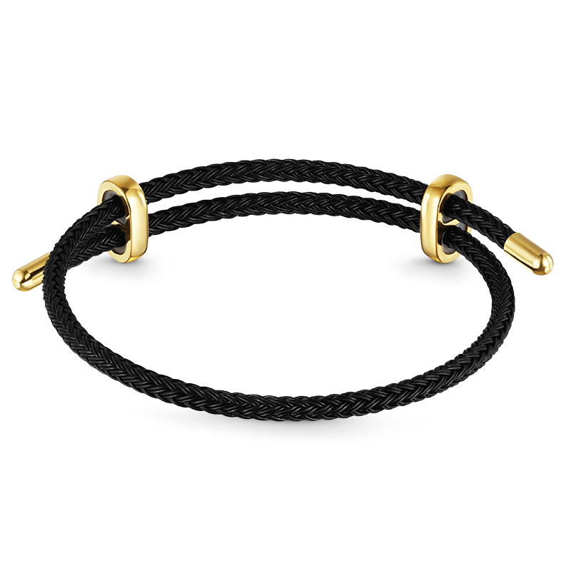 Gnoce Adjustable Black Basic Bracelet with 2 Pieces of Stoppers_2