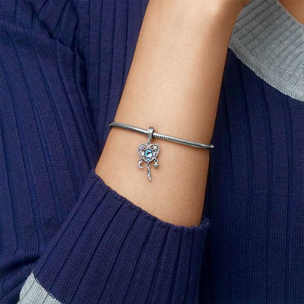 Gnoce Opal Dream Catcher Heart Pendant Dangle Charm_5