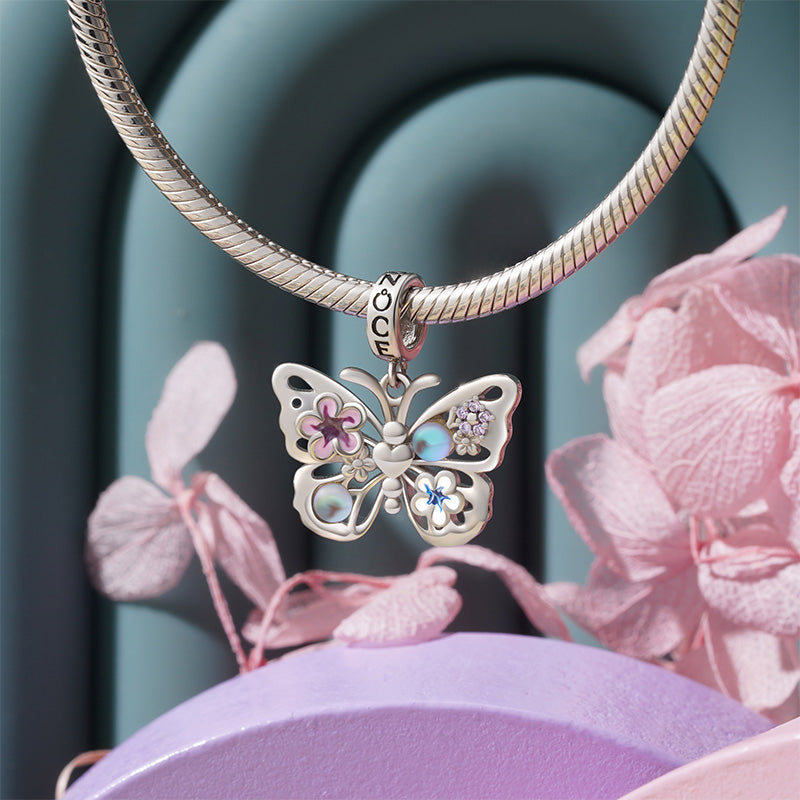 Gnoce Sparkling Flying Butterfly Moonstone Pendant Dangle Charm_3