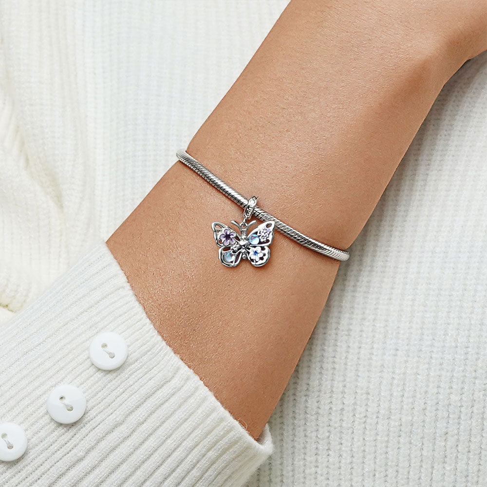 Gnoce Sparkling Flying Butterfly Moonstone Pendant Dangle Charm_5