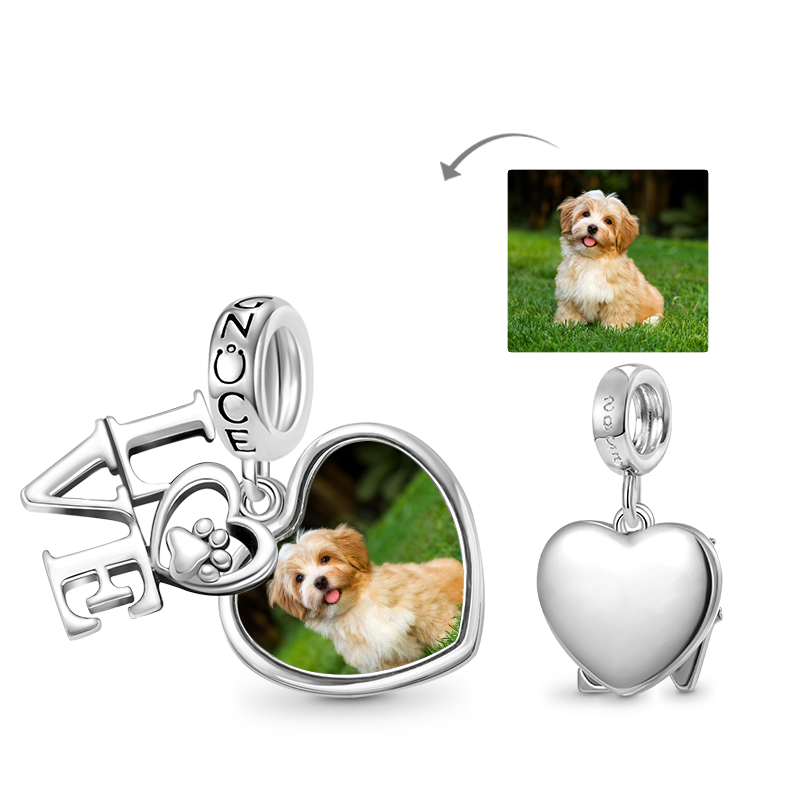 Gnoce Pet Lover Paw Personalized Photo Double Pendant Dangle Charm_1