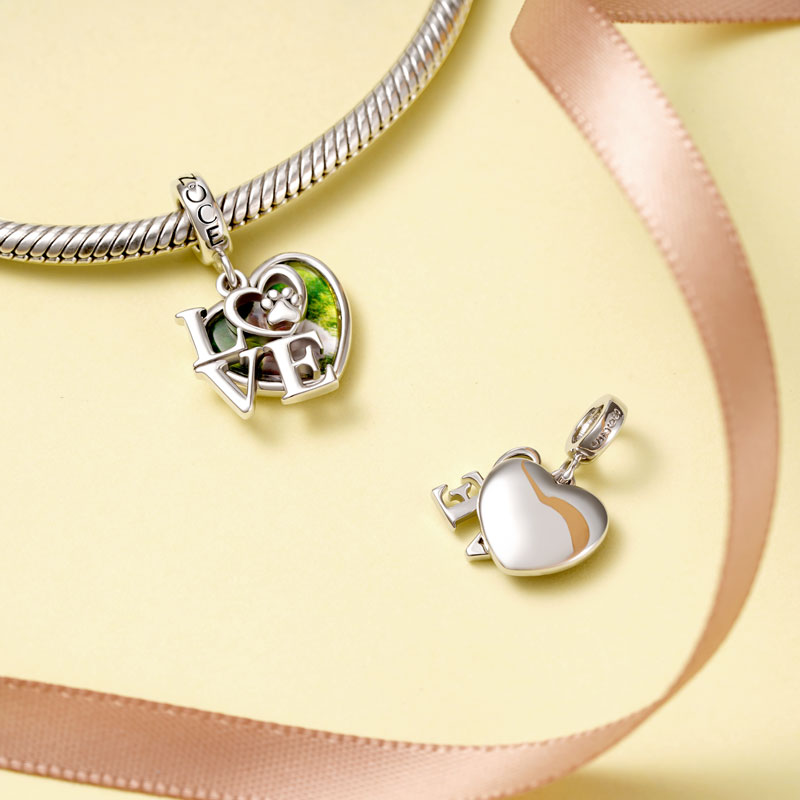 Gnoce Pet Lover Paw Personalized Photo Double Pendant Dangle Charm_2