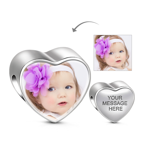 Gnoce "Always in My Heart "Adorable Heart Shape Engravable Personalized Photo Charm to Friends, Families and Pets_1