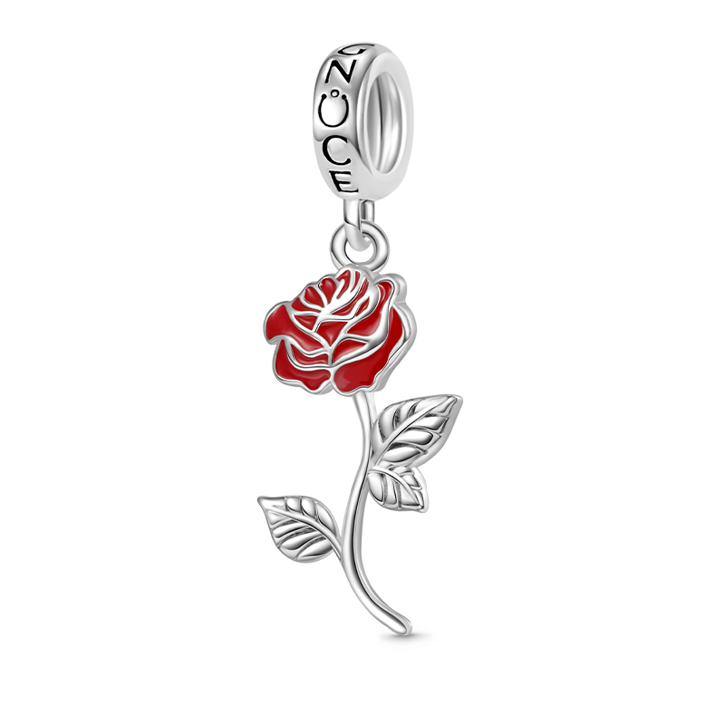Gnoce Red Rose Flower Pendant Dangle Charm_1