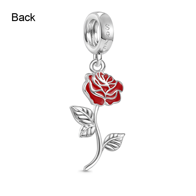Gnoce Red Rose Flower Pendant Dangle Charm_2