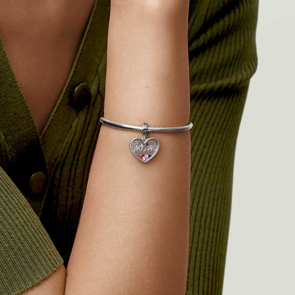 Gnoce Sparkling Mom Heart Pendant Dangle Charm_5