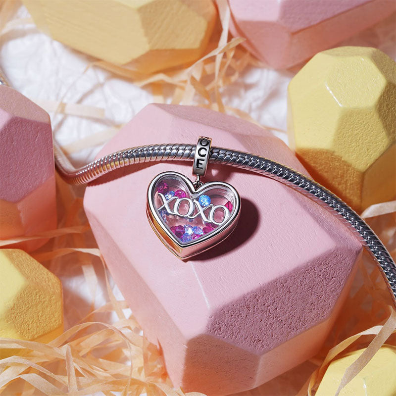 Gnoce Sweet XOXO Heart Pendant Dangle Charm_3