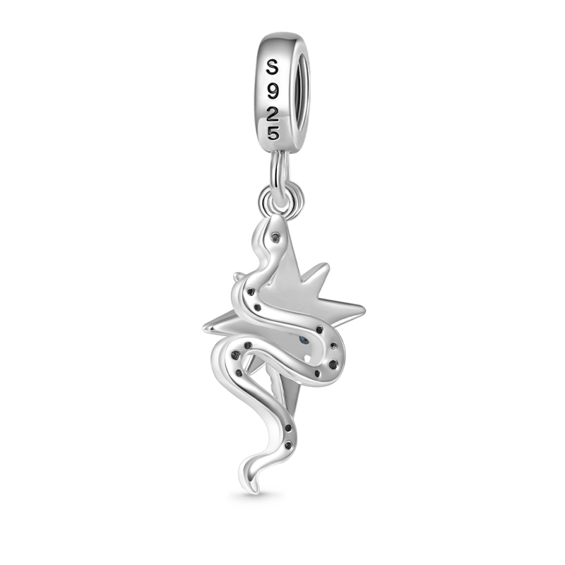 Gnoce Sparkling Snake & Star Double Pendant Dangle Charm_2