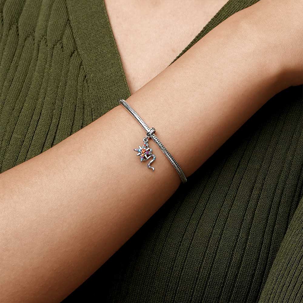 Gnoce Sparkling Snake & Star Double Pendant Dangle Charm_5