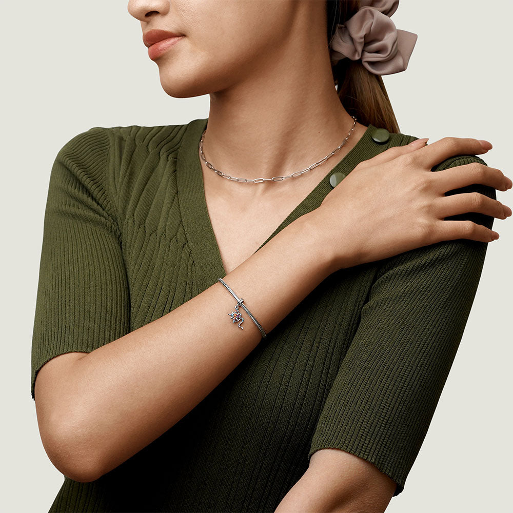 Gnoce Sparkling Snake & Star Double Pendant Dangle Charm_4