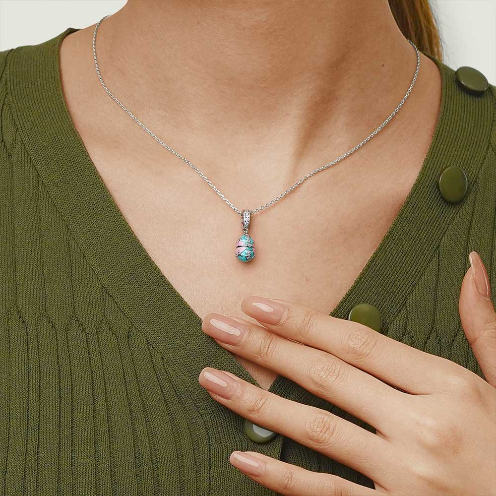 Gnoce Easter Egg Openable with Cross Pendant Dangle Charm_6