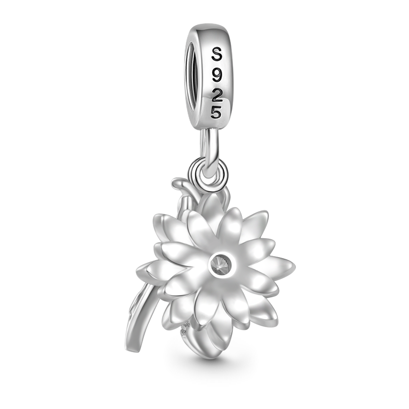 Gnoce Bee Loves Daisy Flower Birthstone Pendant Dangle Charm_2