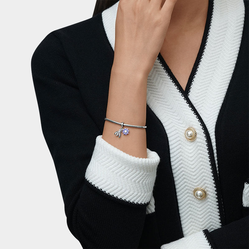 Gnoce Bee Loves Daisy Flower Birthstone Pendant Dangle Charm_4