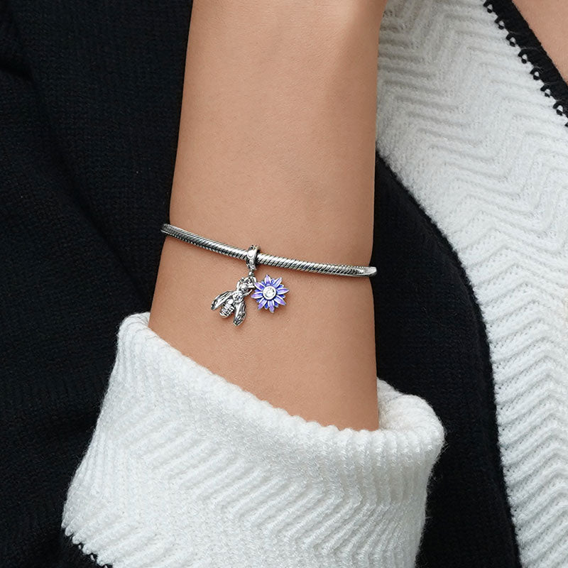 Gnoce Bee Loves Daisy Flower Birthstone Pendant Dangle Charm_5