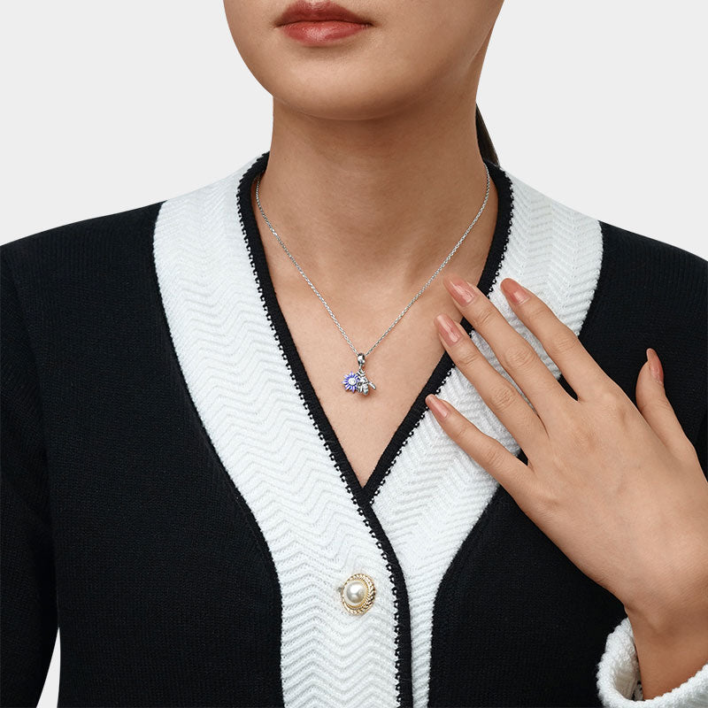 Gnoce Bee Loves Daisy Flower Birthstone Pendant Dangle Charm_6