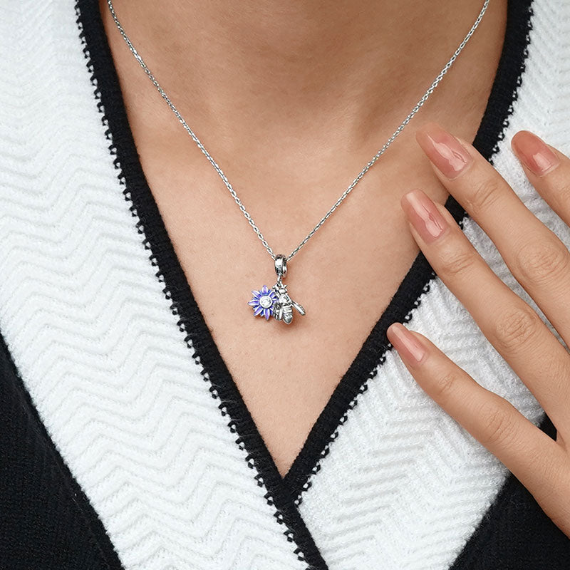 Gnoce Bee Loves Daisy Flower Birthstone Pendant Dangle Charm_7