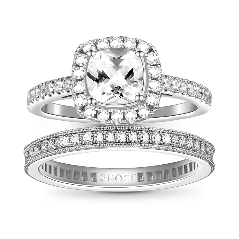 Gnoce Double Clear Square Cut Stackable Ring Set_1