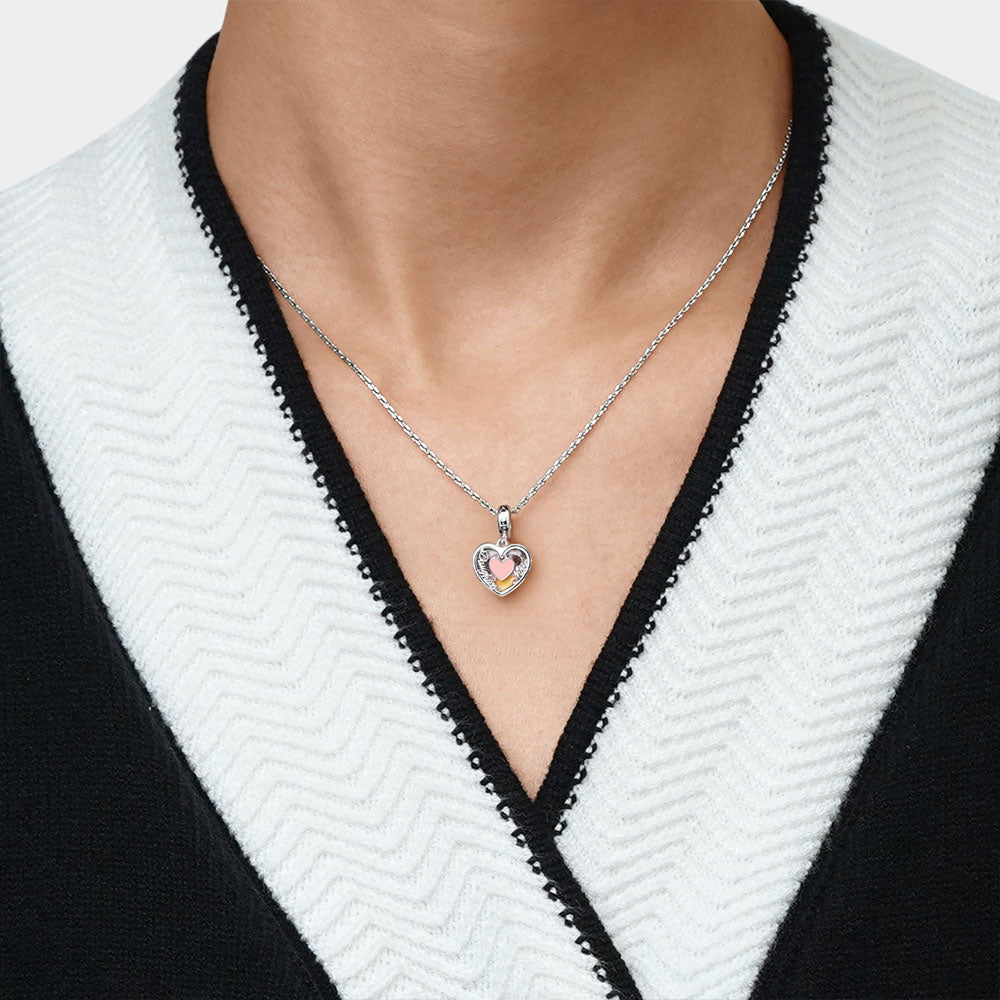 Gnoce "Daughter & Mother" Heart Personalized Photo Pendant Dangle Charm_4