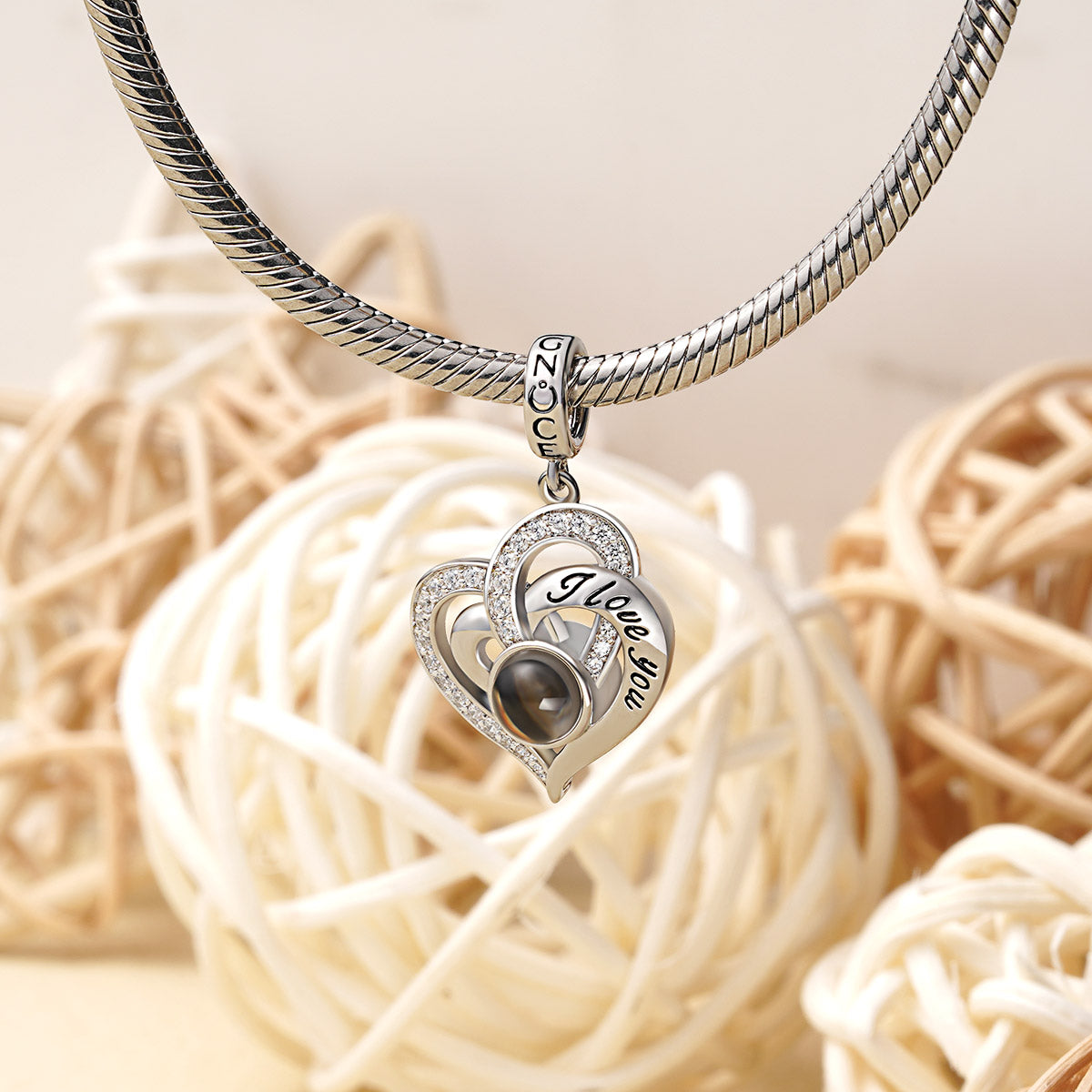 Gnoce Projection Love Heart Personalized Photo Pendant Dangle Charm_2