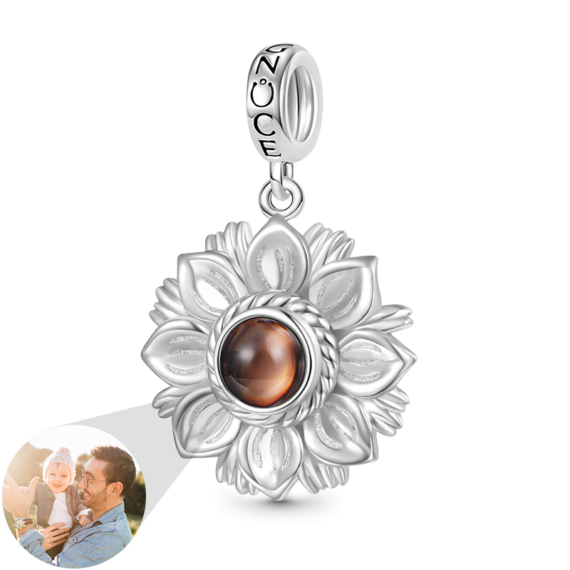 Gnoce Projection Sunflower Personalized Photo Pendant Dangle Charm_1