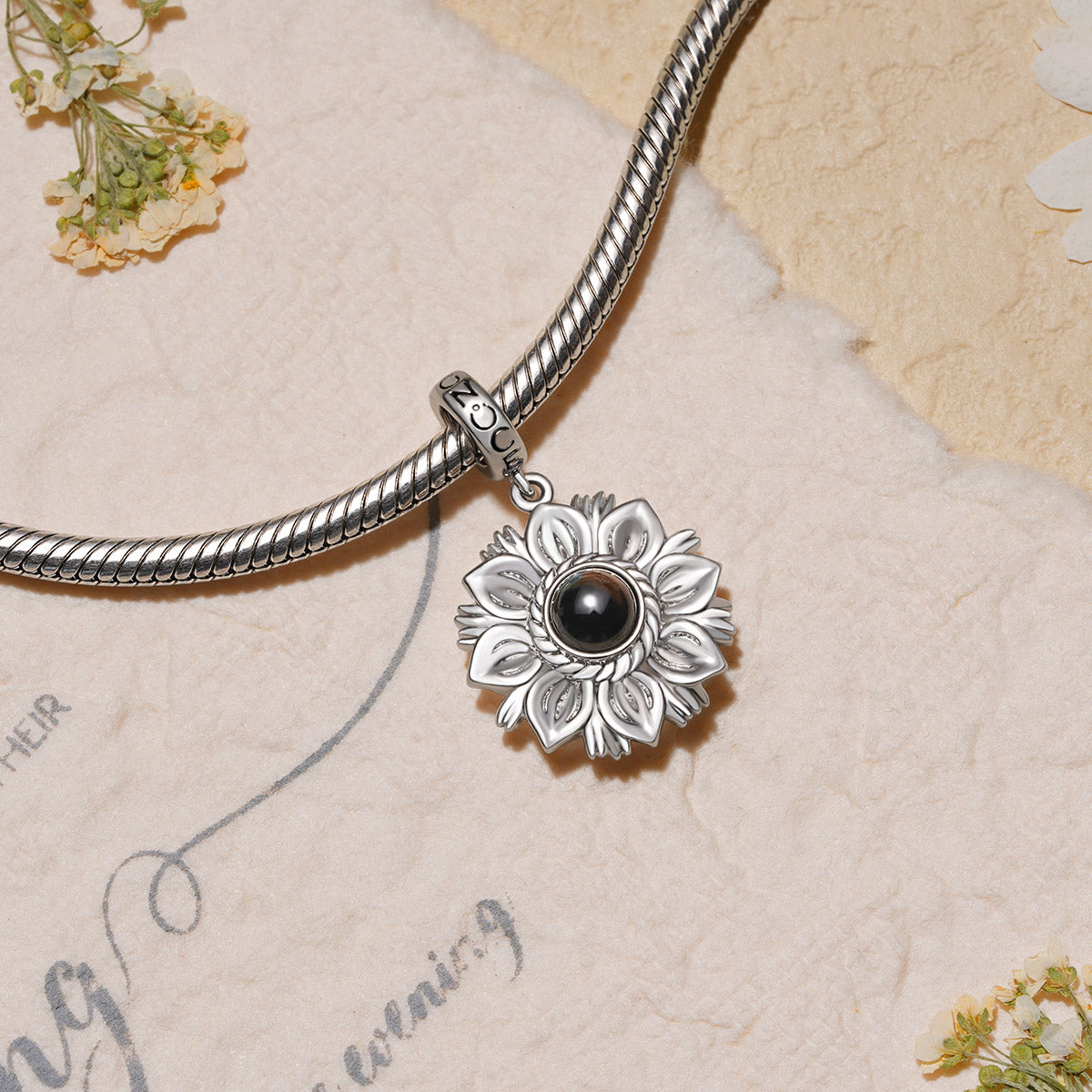 Gnoce Projection Sunflower Personalized Photo Pendant Dangle Charm_3