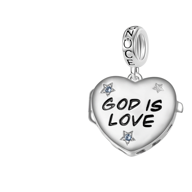 Gnoce "God is Love" Heart Personalized Photo Pendant Dangle Charm_1