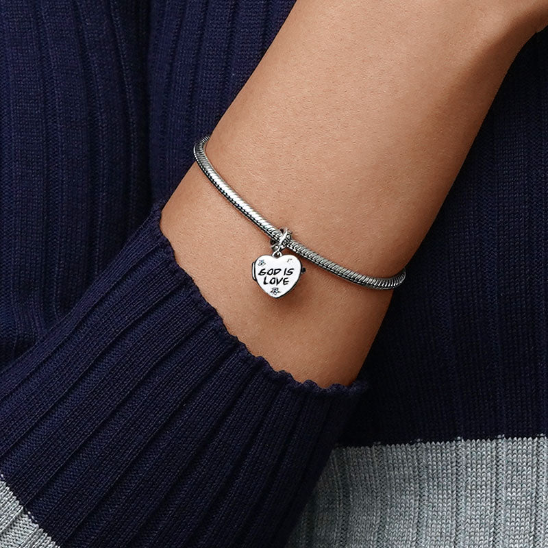 Gnoce "God is Love" Heart Personalized Photo Pendant Dangle Charm_5