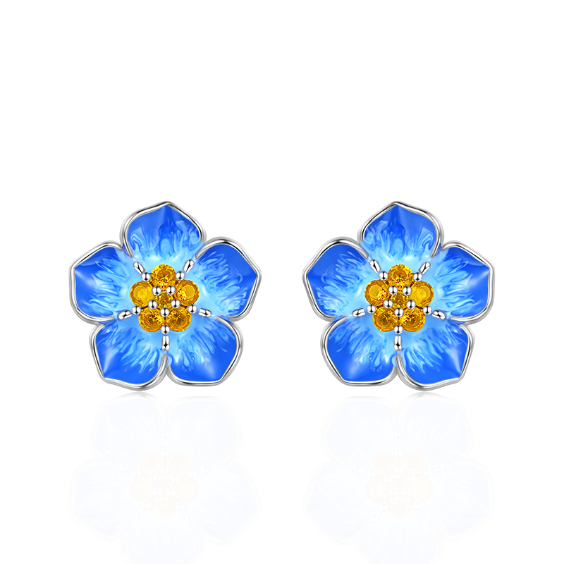 Gnoce Forget-Me-Not Flower Stud Earrings_1