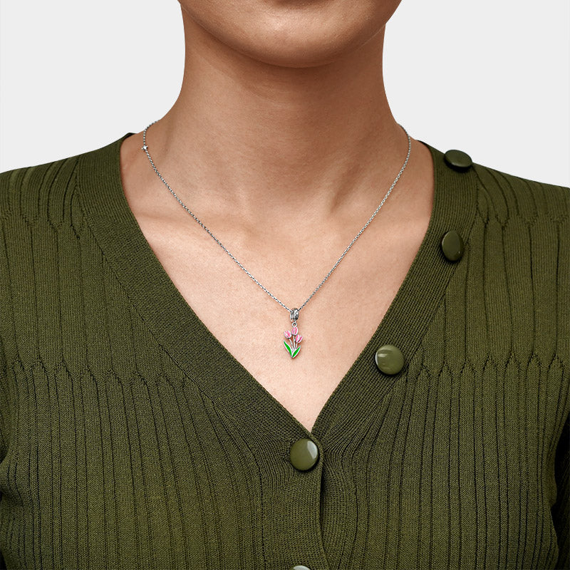 Gnoce Blooming Tulip Pendant Dangle Charm_6